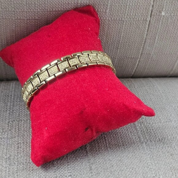 Elgin Bracelet Gold Tone Fashion Unisex Wrist Band Fancy Jewelry Size 6 in NWOT - Picture 3 of 10